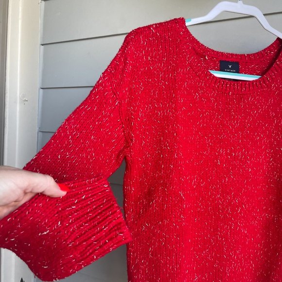 American Eagle Outfitters Vintage Scoop Neck Red&Gold Sweater.Med - Picture 5 of 9